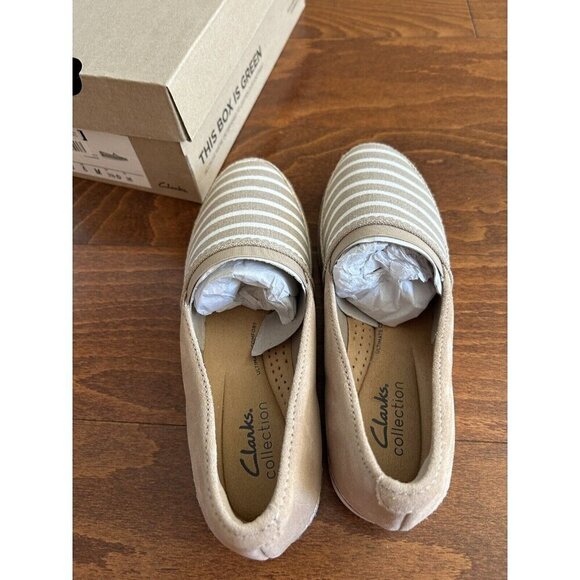 Clarks Womens 6 M Serena Paige Espadrille Slip-on Loafers Sand Striped NEW - Picture 9 of 9